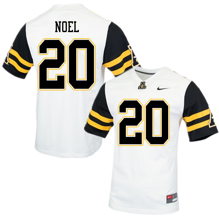 Men #20 Nate Noel Appalachian State Mountaineers College Football Jerseys Sale-White